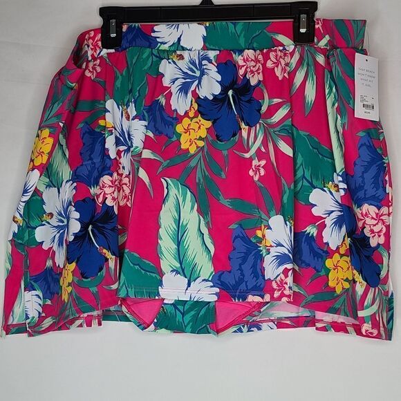 26W Skirted Swim Brief Power Mesh Side Slit Red - Picture 3 of 9